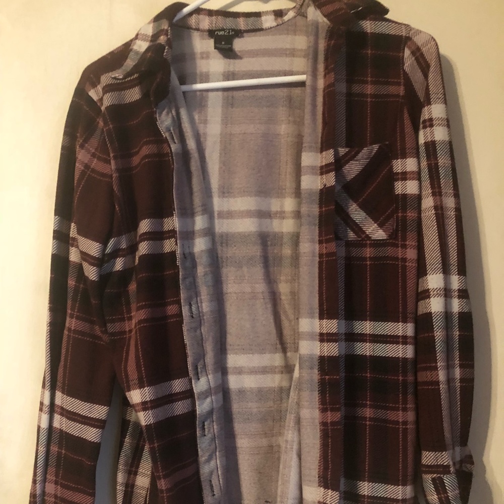 Maroon plaid top